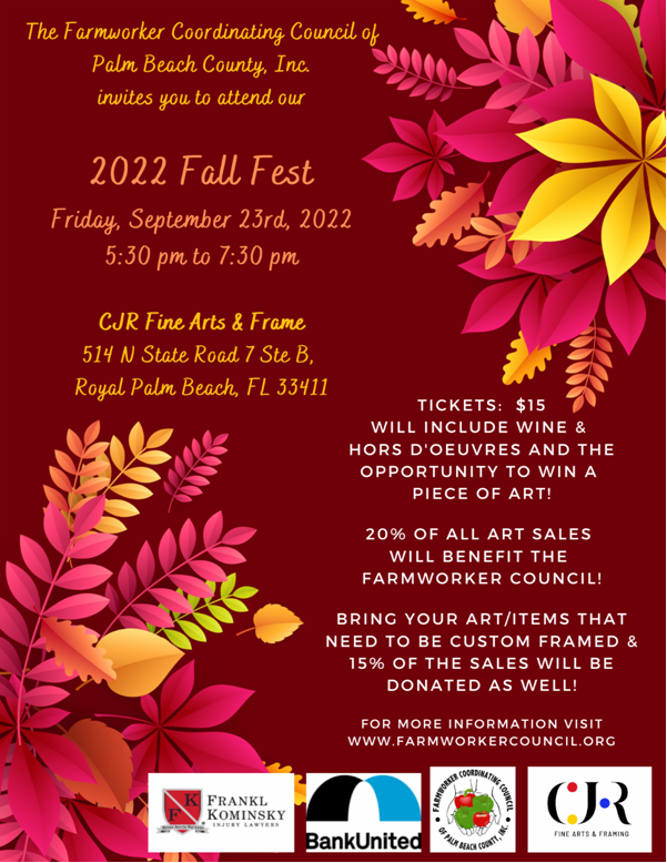 Evento Fall Fest 2022 a beneficio del Concilio de  Trabajadores Agrícolas del Condado Palm Beach