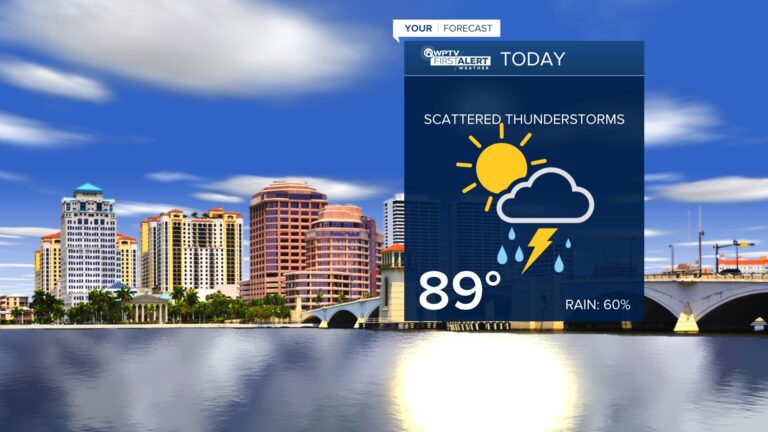 Menos calor y continúan las lluvias para hoy en el Condado Palm Beach